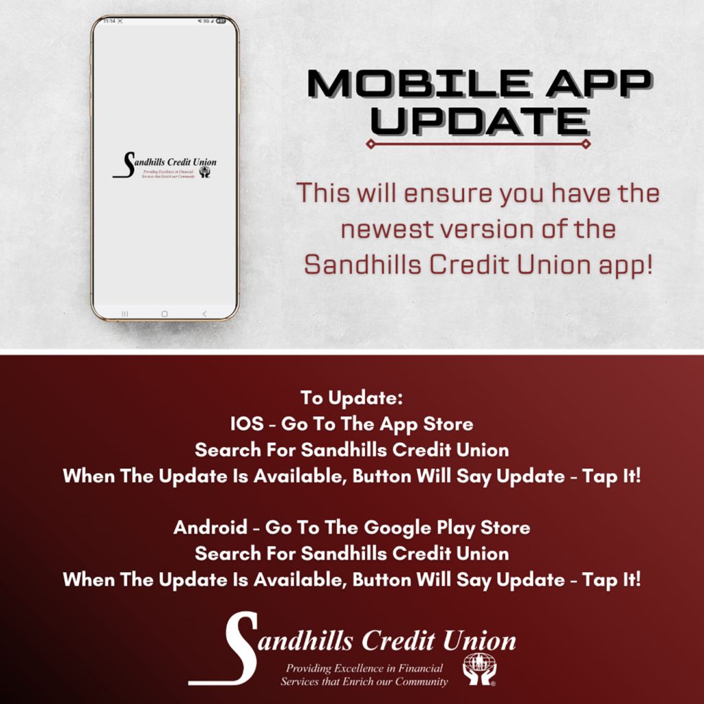 Sandhills Credit Union Mobile App Update