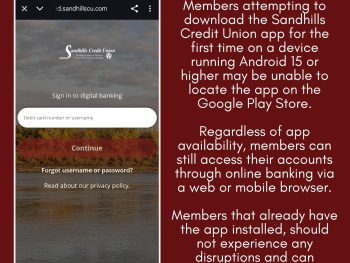 Sandhills Credit Union - Android App Disruption November 2025